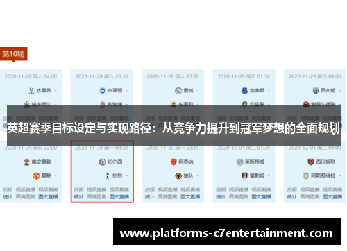 英超赛季目标设定与实现路径：从竞争力提升到冠军梦想的全面规划