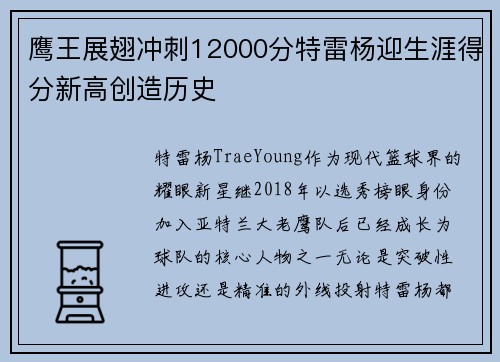 鹰王展翅冲刺12000分特雷杨迎生涯得分新高创造历史 鹰王展翅冲刺12000分特雷杨迎生涯得分新高创造历史